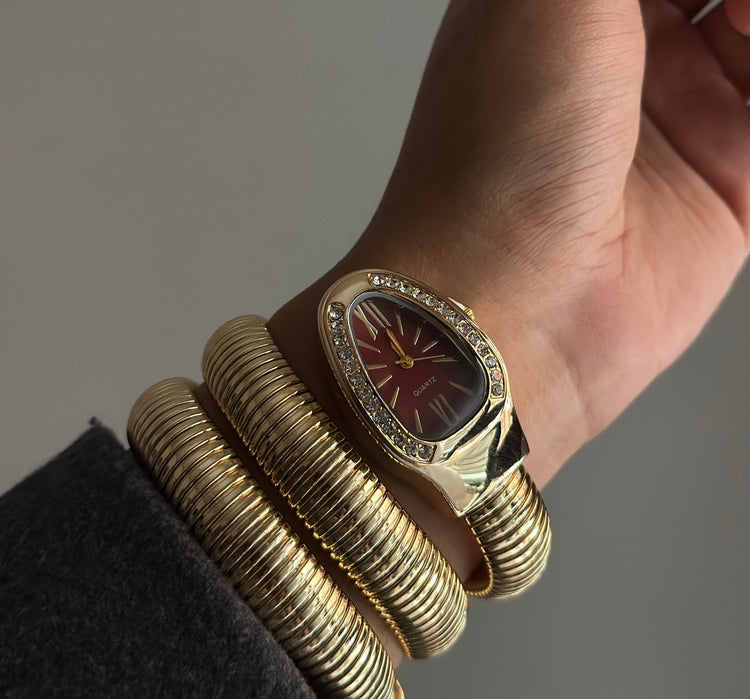 RED MONARCH SERPENTINE WATCH