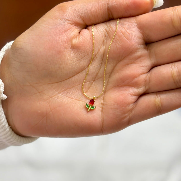 TULIP MINIMAL NECKLACE ( RED)