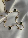 SOLARA NECKLACE EARRINGS COMBO SET(GREEN)