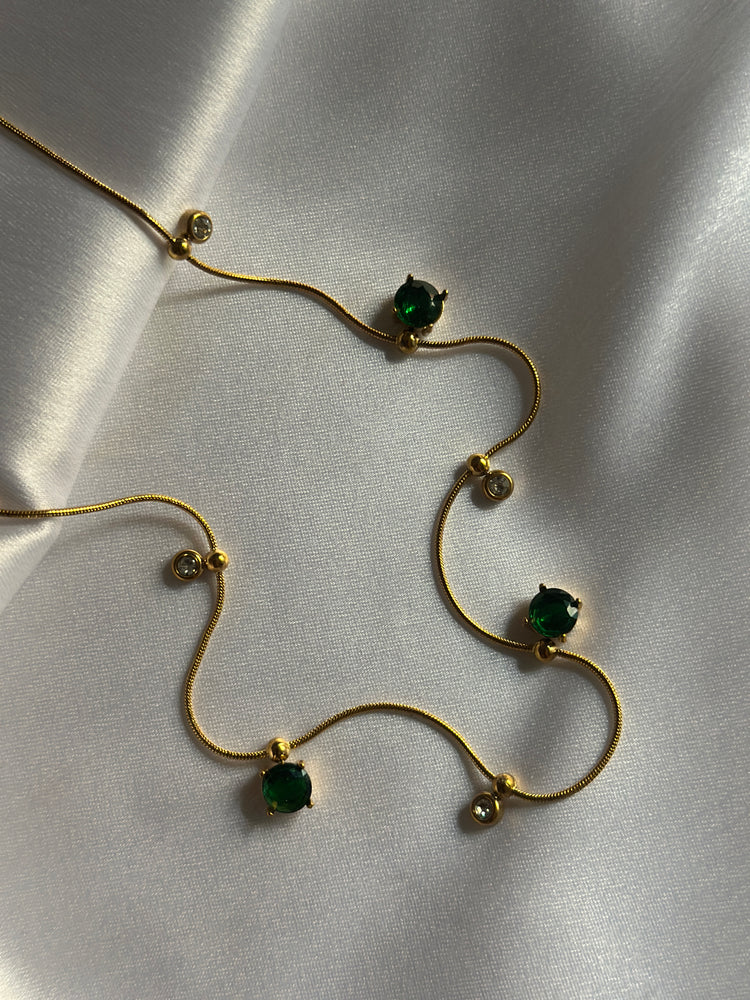 SOLARA NECKLACE EARRINGS COMBO SET(GREEN)