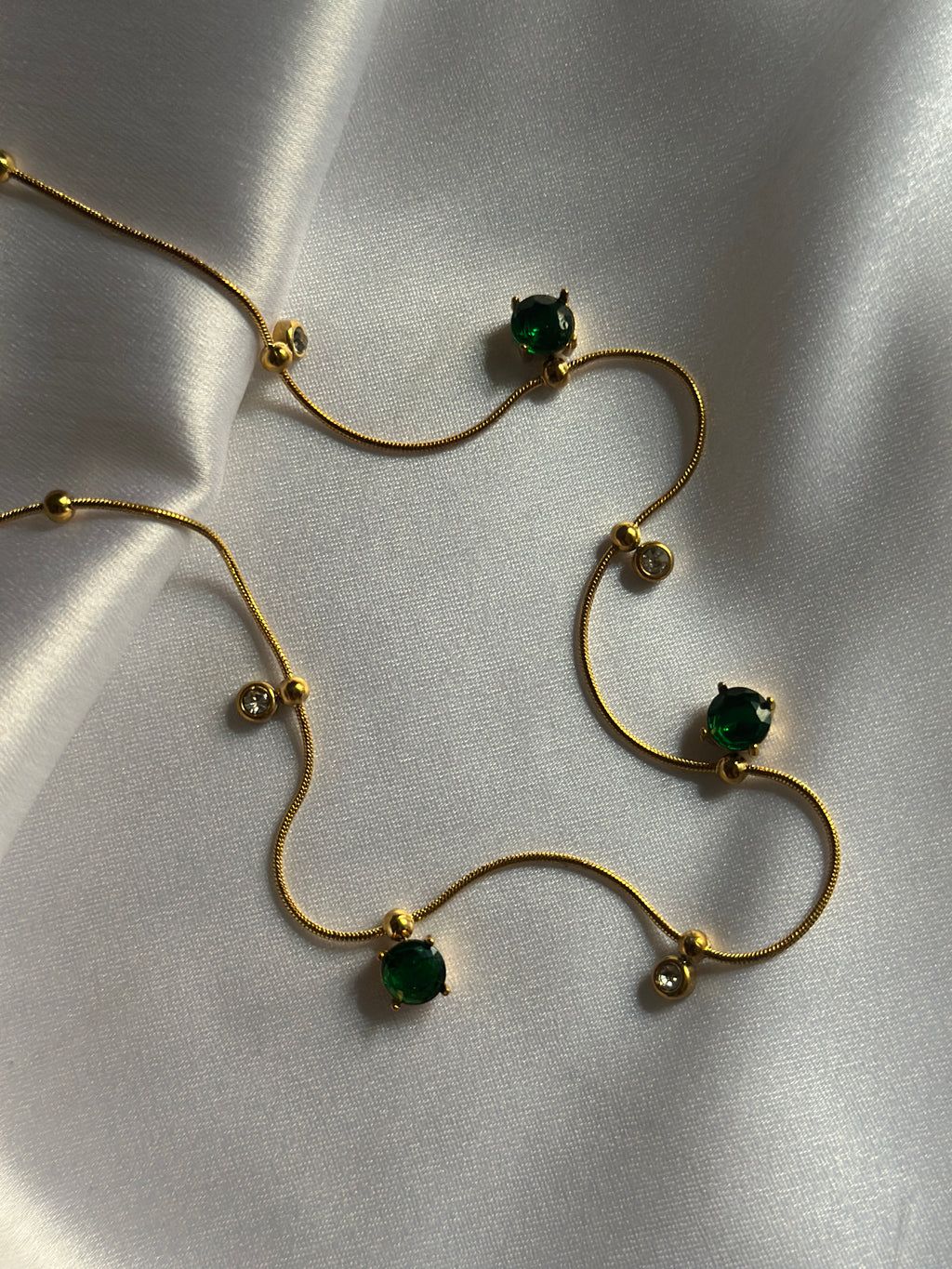 SOLARA NECKLACE EARRINGS COMBO SET(GREEN)