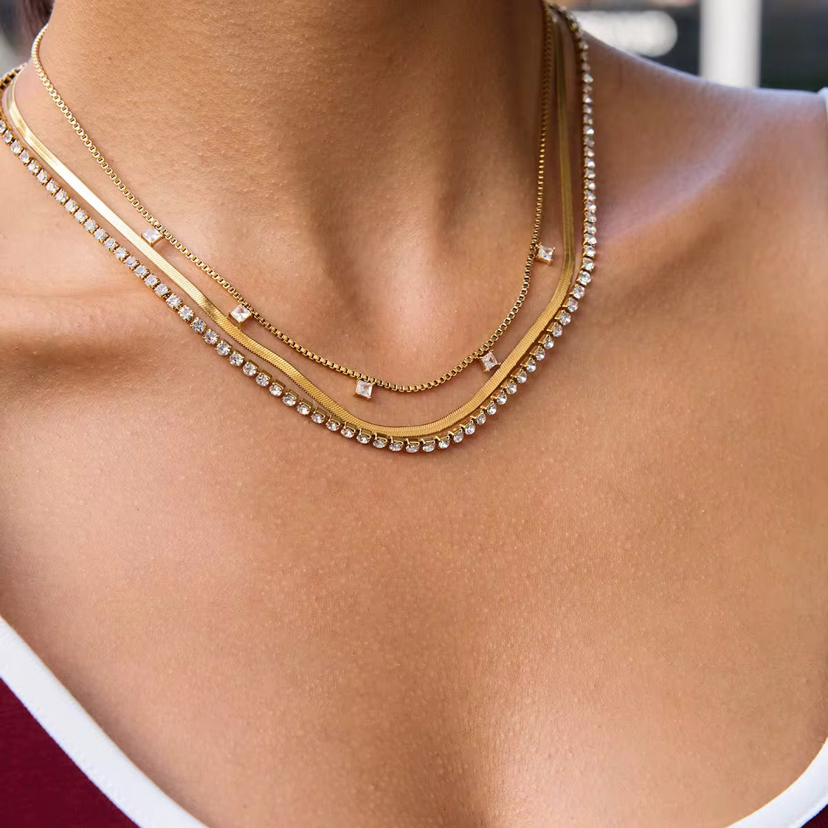 Olivia-316L- Stainless-steel-3Layer Necklace