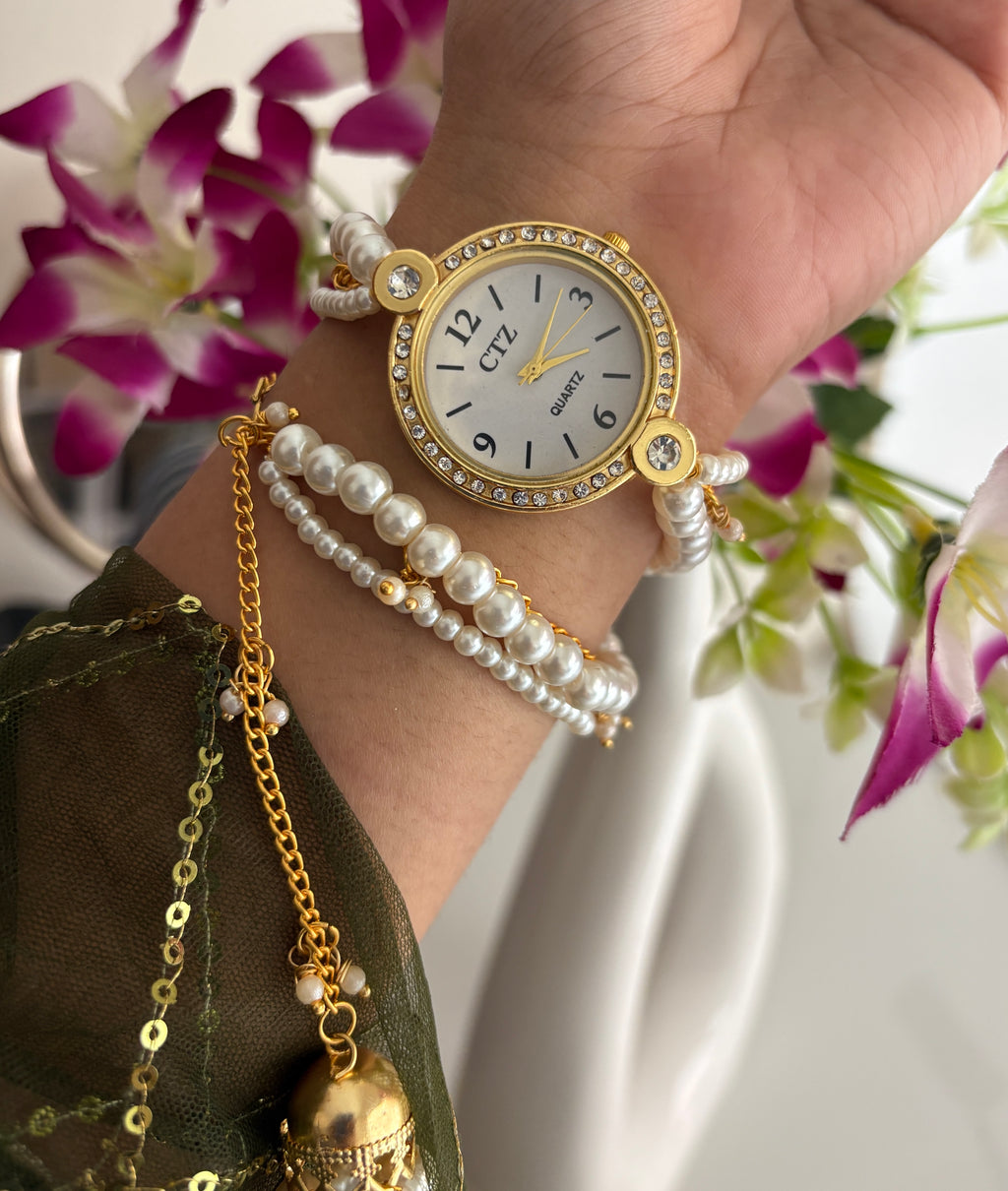 MEERA PEARL HERITAGE WATCH AND BRACELET