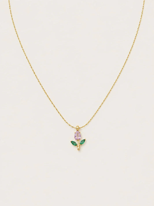 TULIP MINIMAL NECKLACE ( PINK)