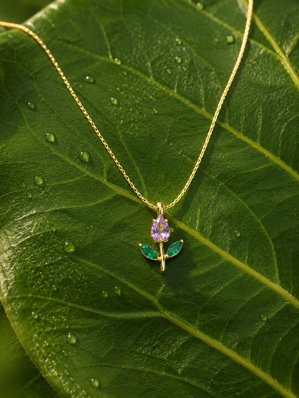 TULIP MINIMAL NECKLACE ( PINK)