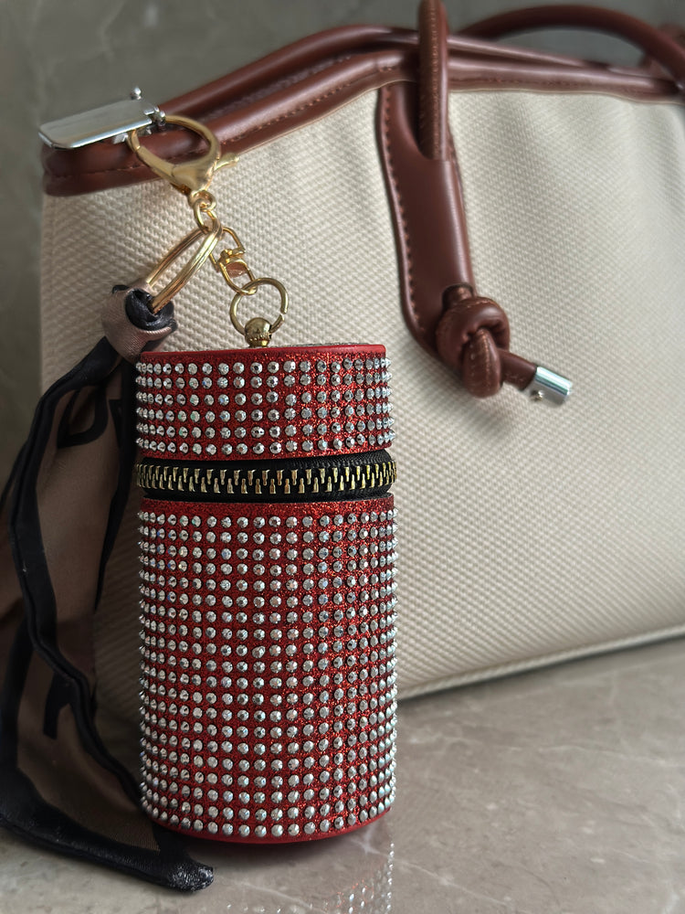 RUBY CRYSTAL LIPSTICK HOLDER BAG CHARM