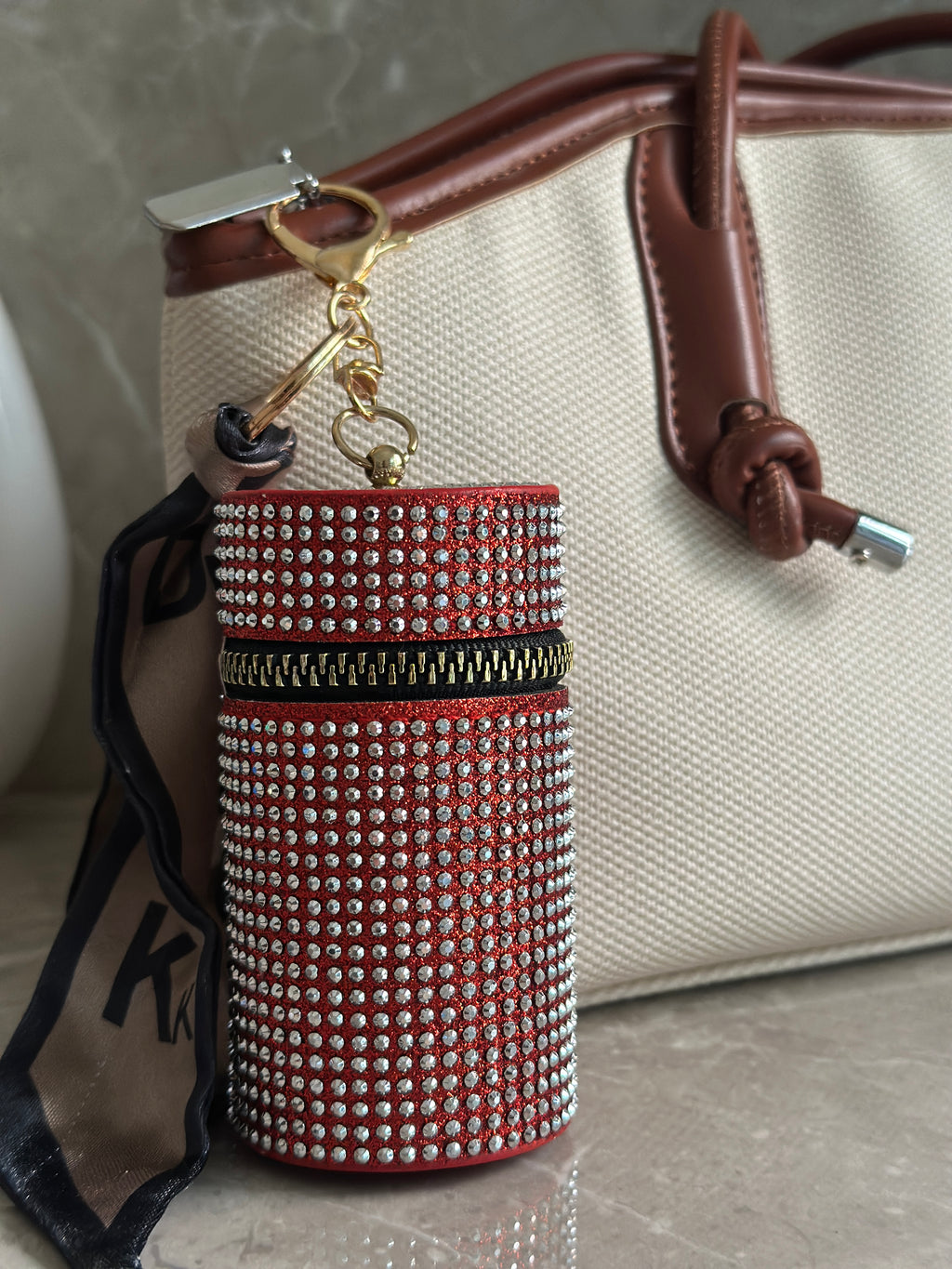 RUBY CRYSTAL LIPSTICK HOLDER BAG CHARM