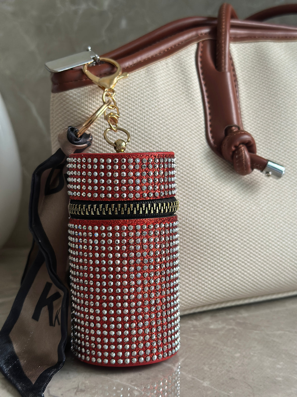 RUBY CRYSTAL LIPSTICK HOLDER BAG CHARM