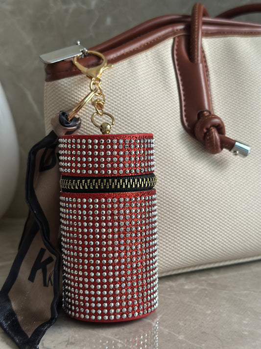 RUBY CRYSTAL LIPSTICK HOLDER BAG CHARM