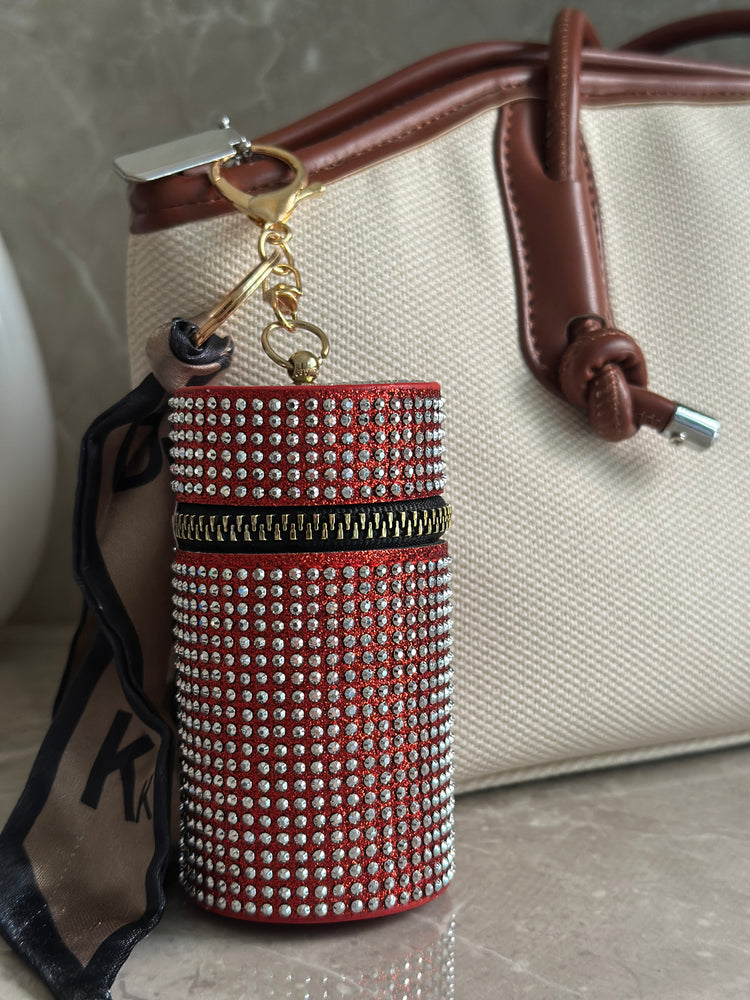RUBY CRYSTAL LIPSTICK HOLDER BAG CHARM