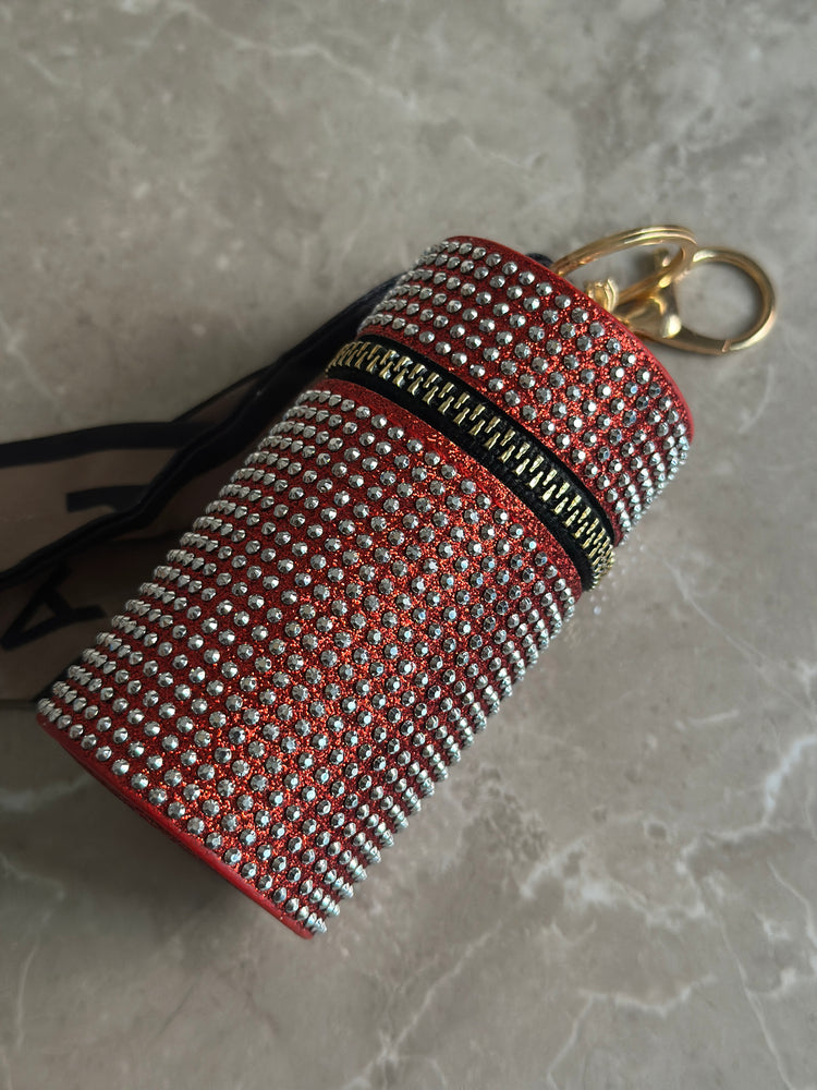 RUBY CRYSTAL LIPSTICK HOLDER BAG CHARM