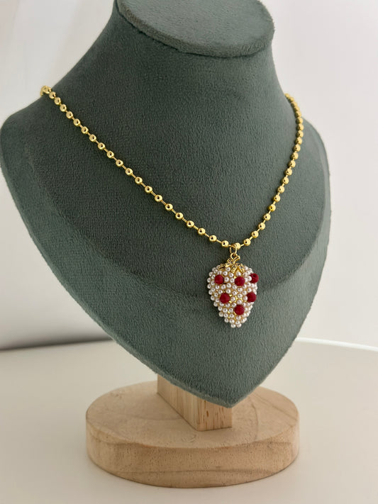 RED-STRAWBERRY-22K-GOLD-PLATED-NECKLACE