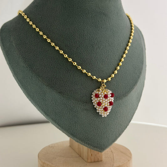 RED-STRAWBERRY-22K-GOLD-PLATED-NECKLACE